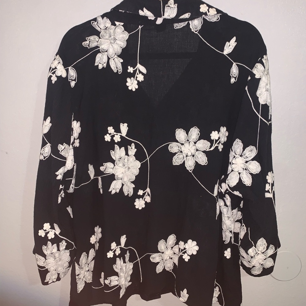 LAUREN MICHELLE GAUZE EMBROIDERED BUTTON DOWN TOP Size 2X 100% Cotton - Picture 9 of 9